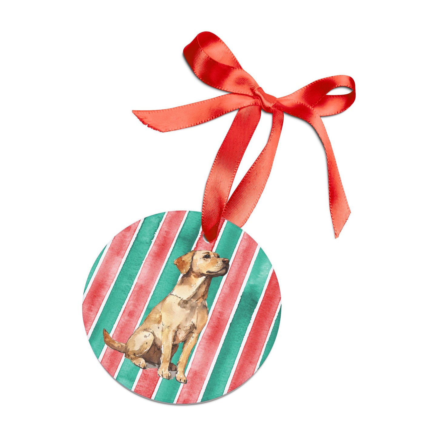 Young Yellow Lab Acrylic Christmas Ornament with Ribbon