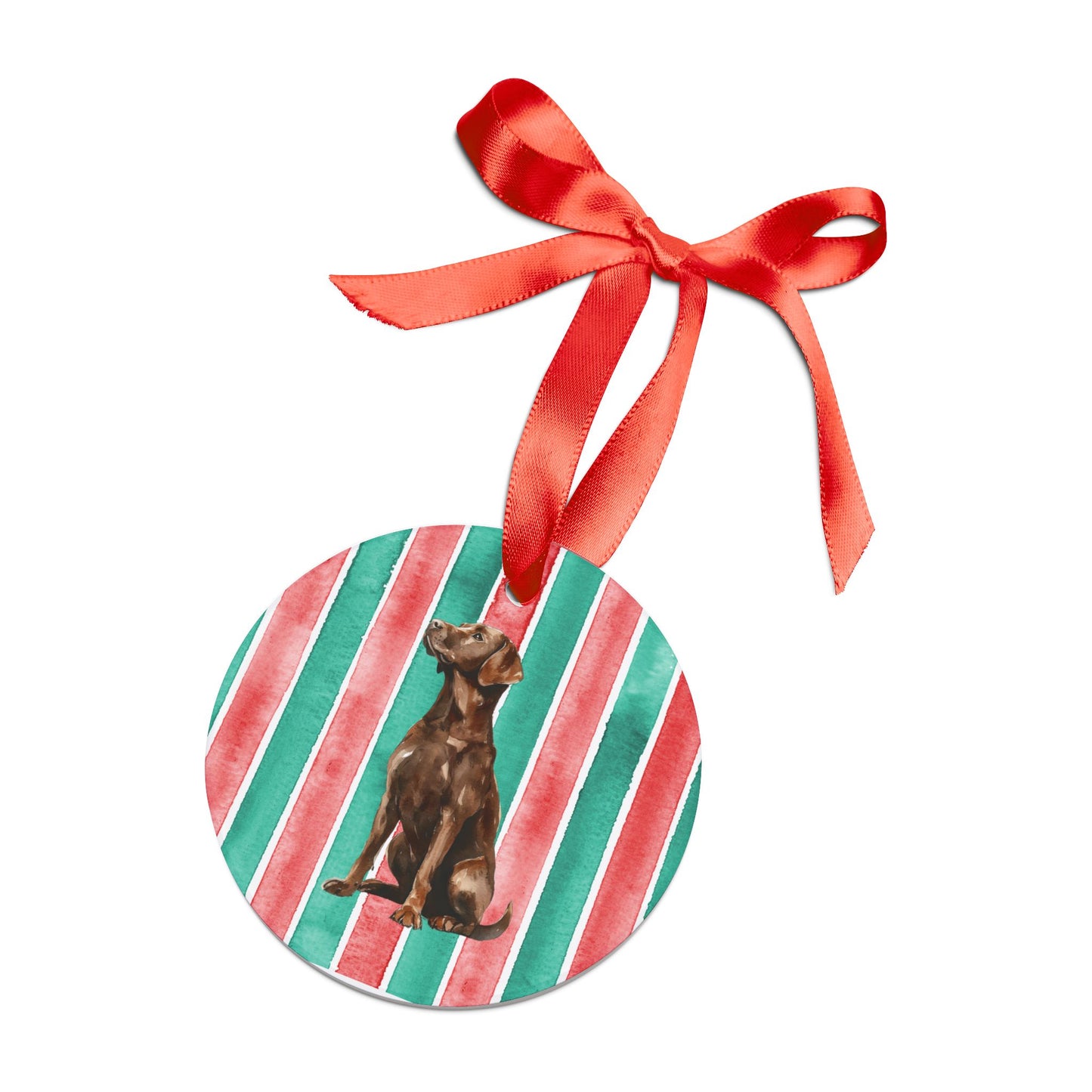 Chocolate Lab Acrylic Christmas Ornament with Ribbon