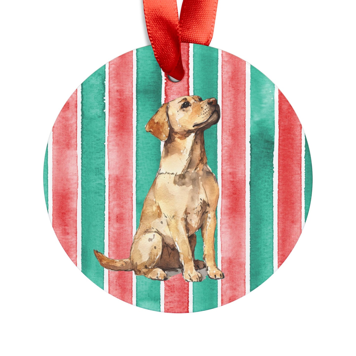 Young Yellow Lab Acrylic Christmas Ornament with Ribbon