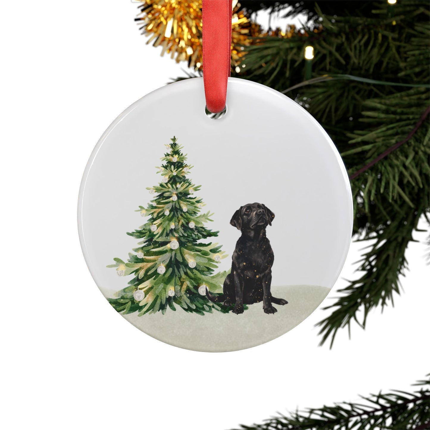 Black Lab Christmas Tree Acrylic Ornament