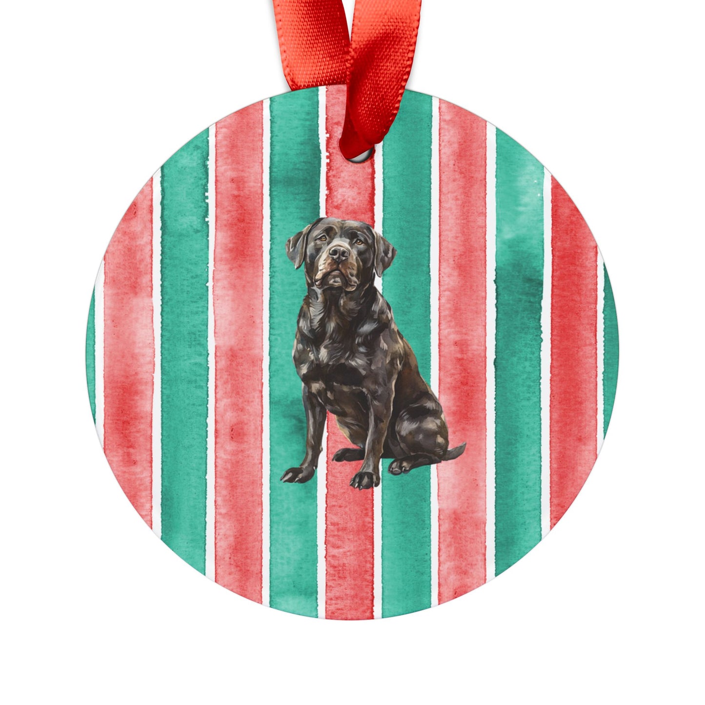 Chocolate Lab #2 Acrylic Christmas Ornament with Ribbon