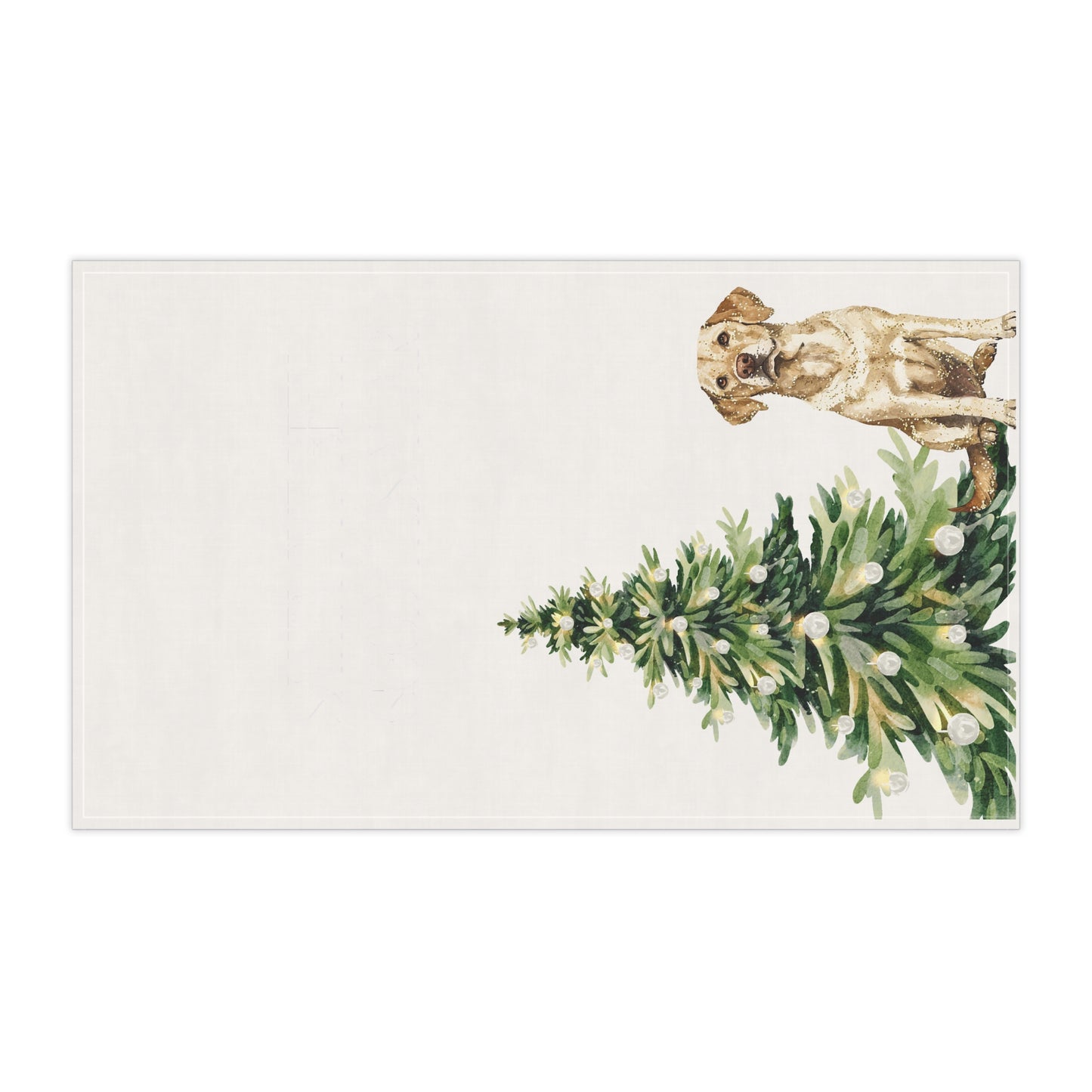 Festive Yellow Lab Tree Tea Towels, Holiday Kitchen Decor, Pet Lover Gift, Christmas Decor, Cute Dog Print Towels