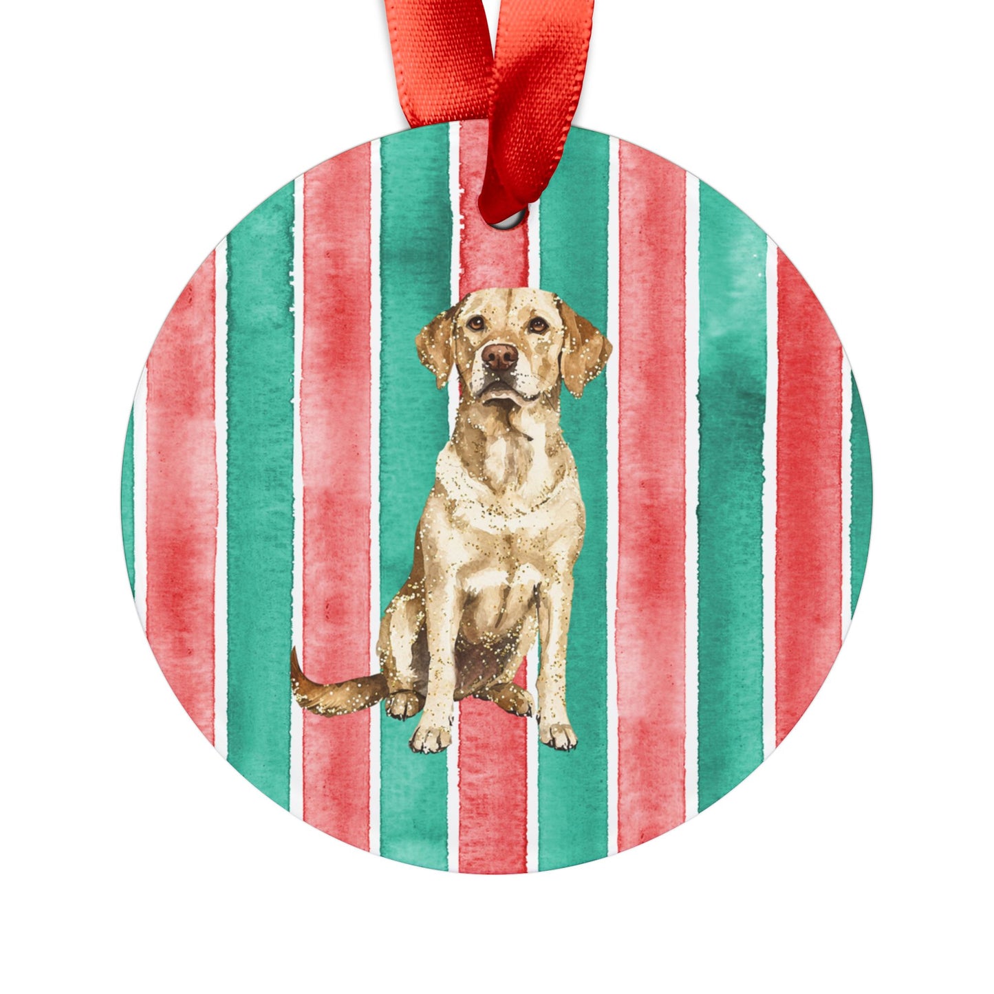 Adult Yellow Lab Acrylic Christmas Ornament with Ribbon