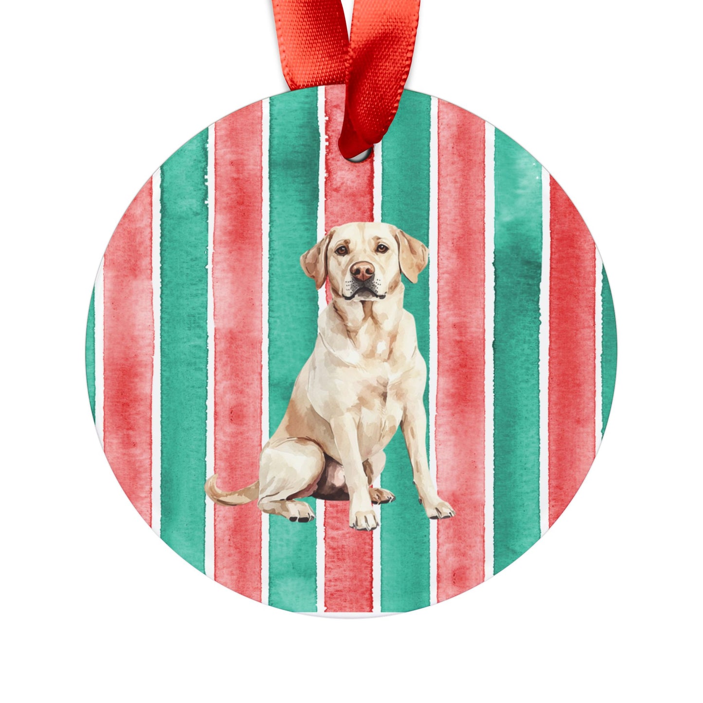 Yellow Lab #3 Acrylic Christmas Ornament with Ribbon