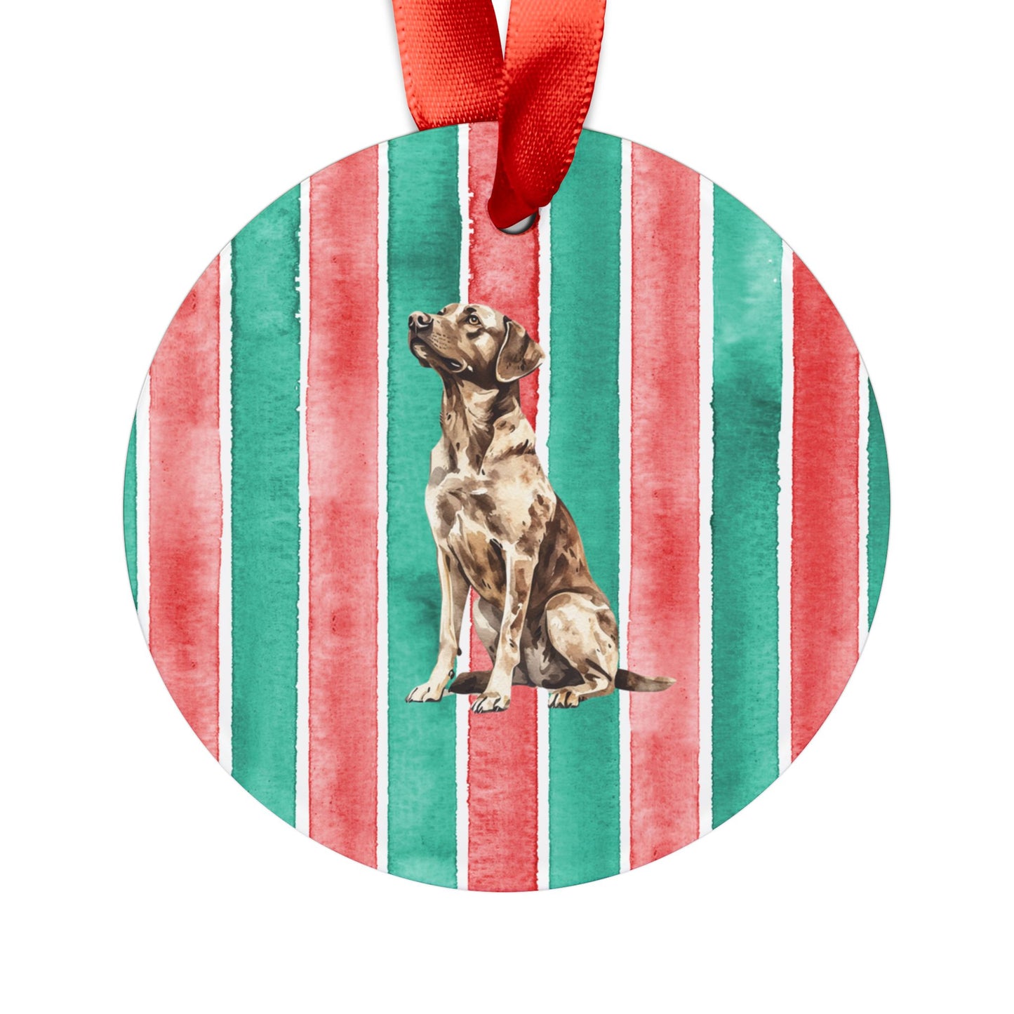 Silver Lab Acrylic Christmas Ornament with Ribbon