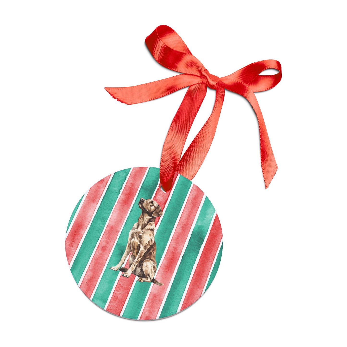 Silver Lab Acrylic Christmas Ornament with Ribbon