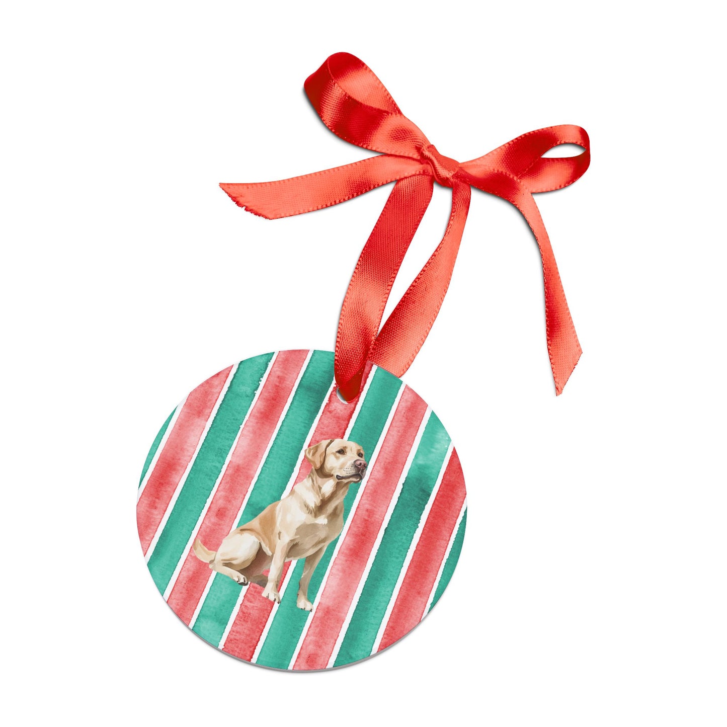 Yellow Lab Acrylic Christmas Ornament with Ribbon