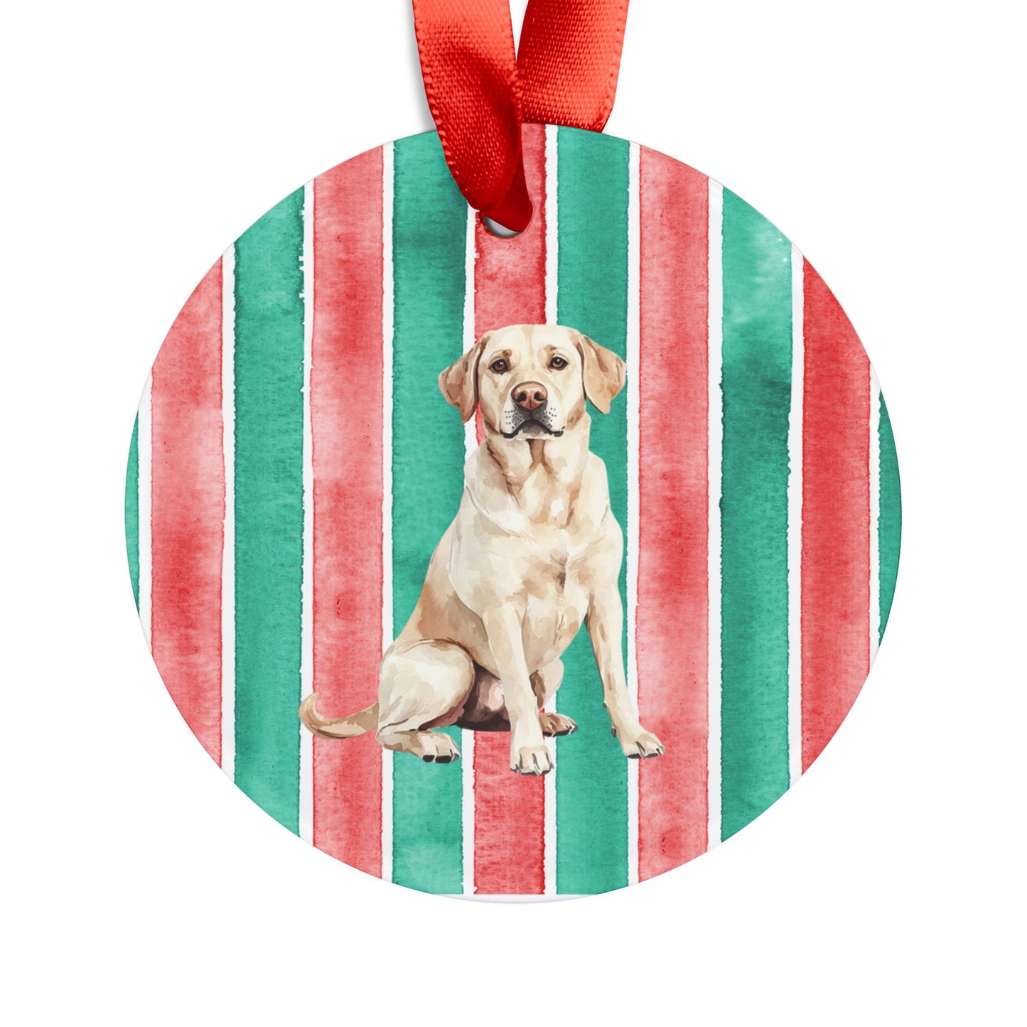 Yellow Lab #3 Acrylic Christmas Ornament with Ribbon