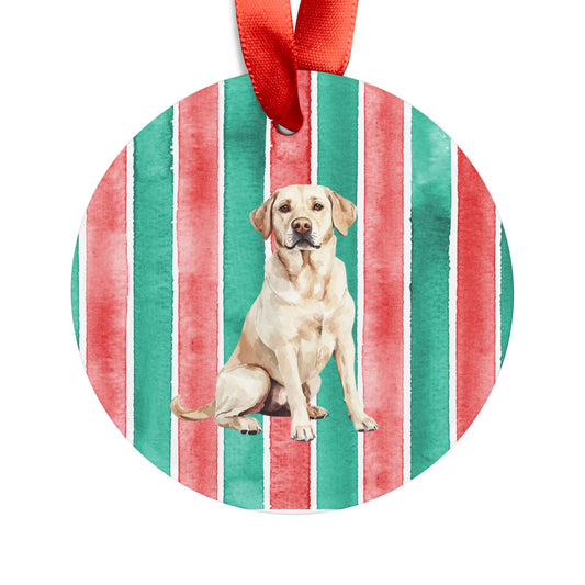 Yellow Lab #3 Acrylic Christmas Ornament with Ribbon