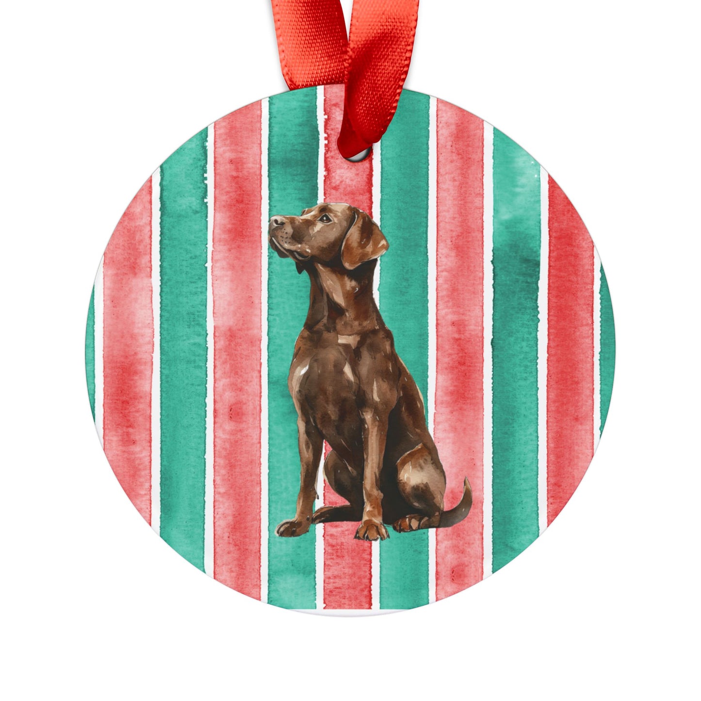 Chocolate Lab Acrylic Christmas Ornament with Ribbon