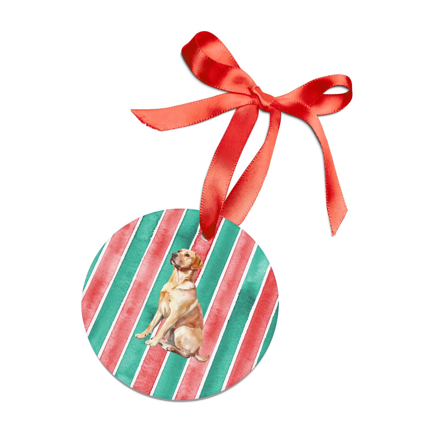 Yellow Lab #2 Acrylic Christmas Ornament with Ribbon