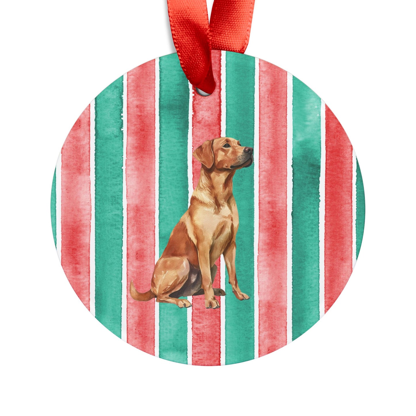 Red Lab Acrylic Christmas Ornament with Ribbon