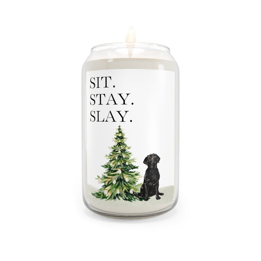 Sit Stay Slay Black Lab Christmas Candle