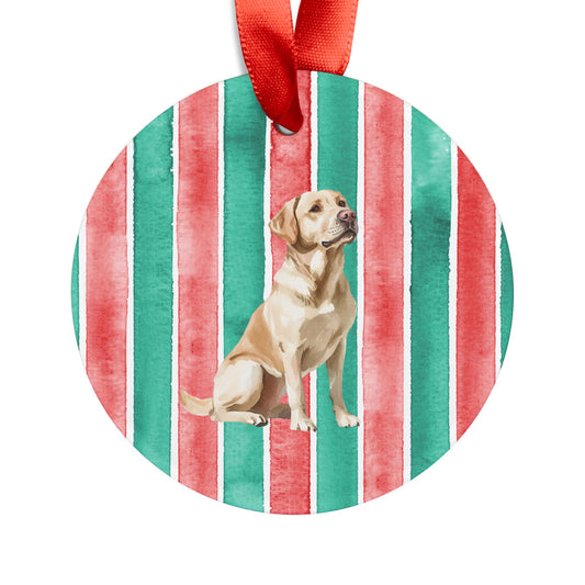Yellow Lab Acrylic Christmas Ornament with Ribbon
