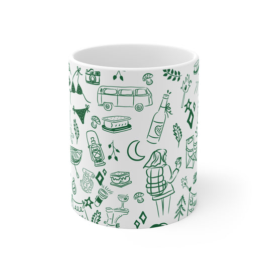 Green Camp Bach Cabin Crew Before I Do Mug – Rustic Bachelorette Campfire Coffee Cup for Bridesmaids, Bride Tribe, or Girls’ Weekend Getaway