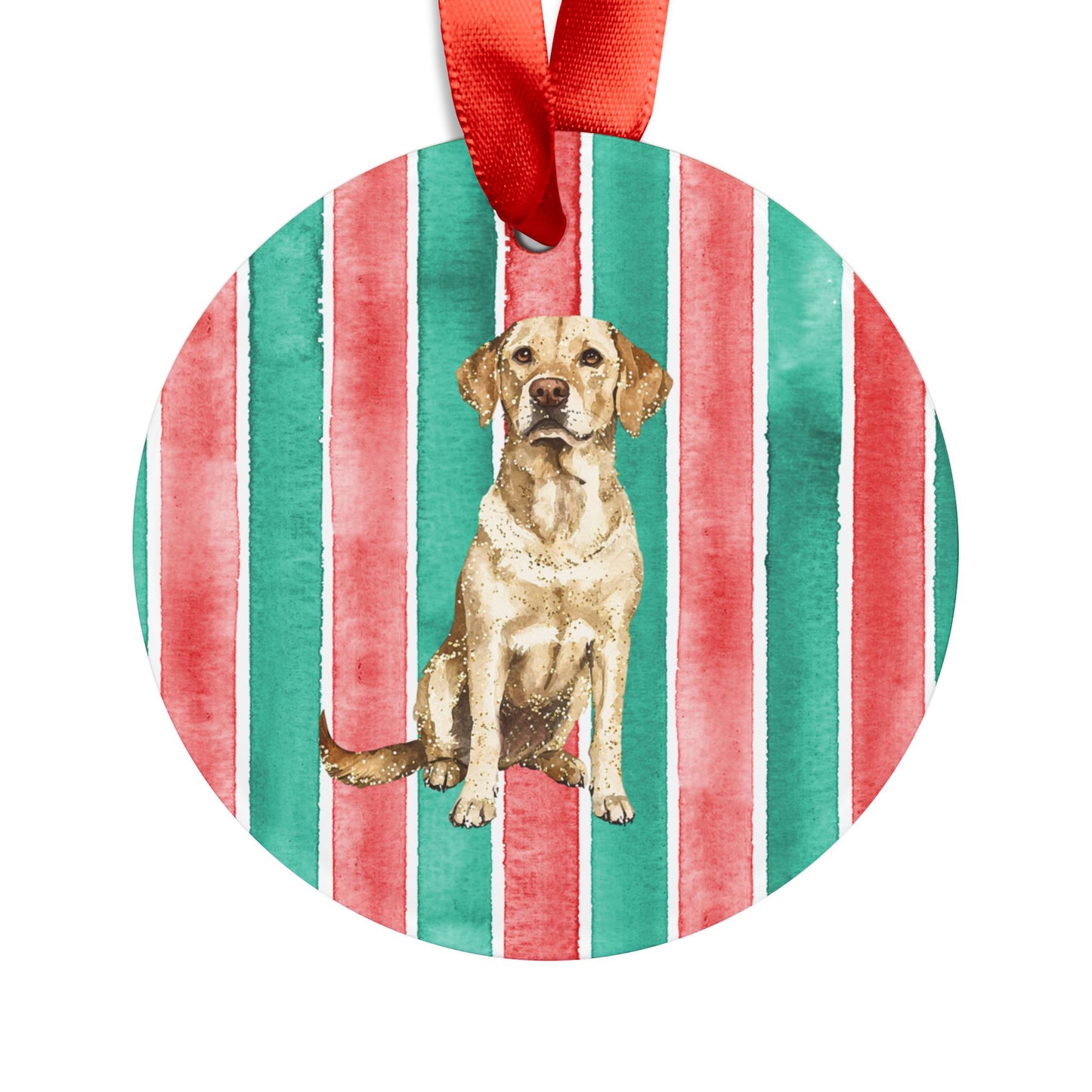 Adult Yellow Lab Acrylic Christmas Ornament with Ribbon