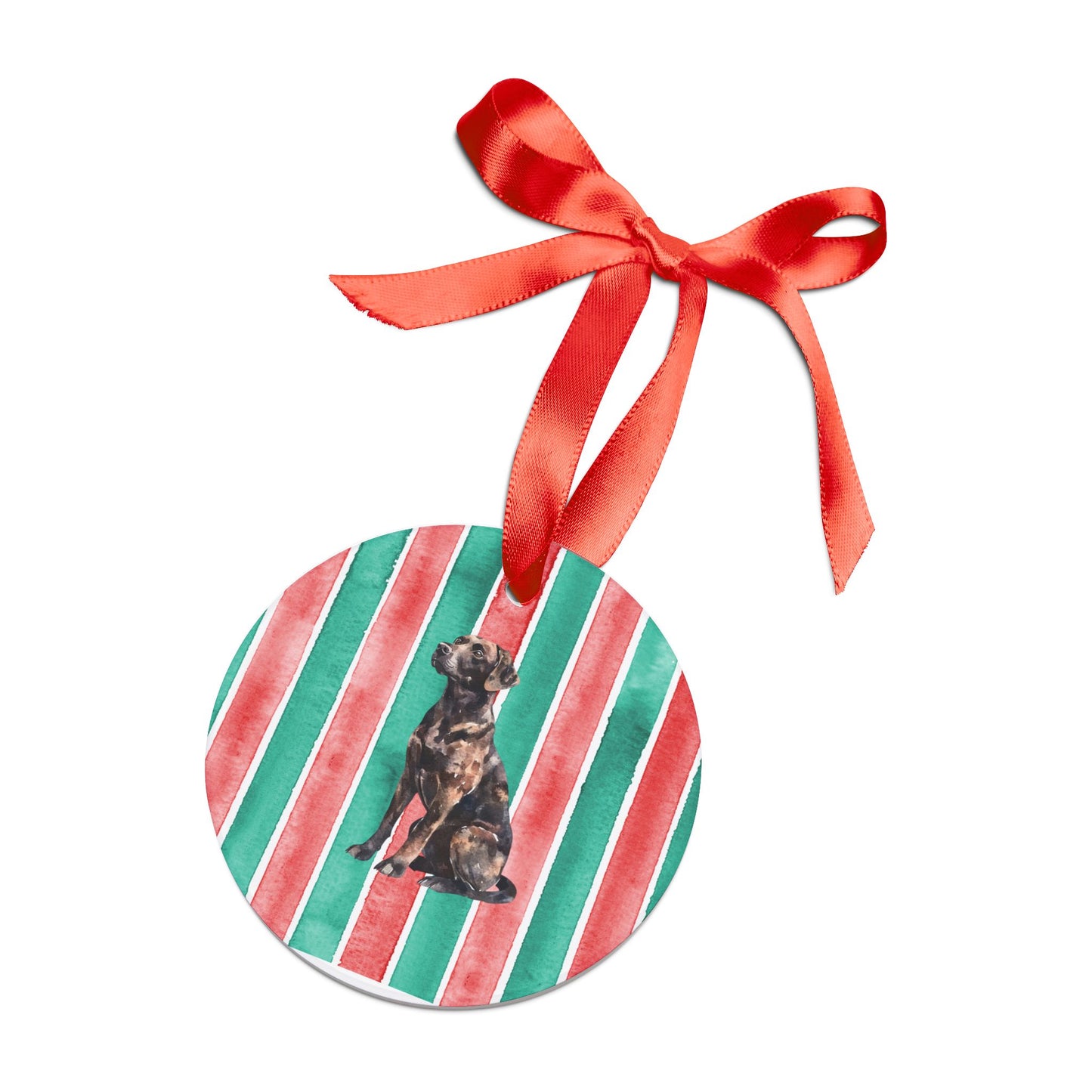 Chocolate Lab #3 Acrylic Christmas Ornament with Ribbon