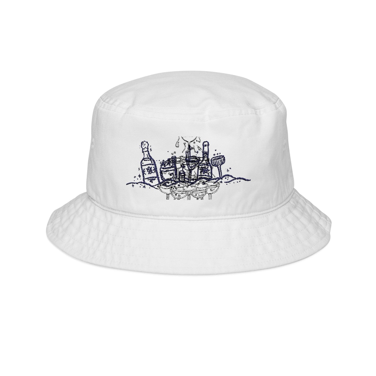 POWDER AND PROSECCO EMBROIDERED BUCKET HAT