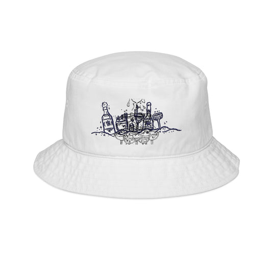 POWDER AND PROSECCO EMBROIDERED BUCKET HAT