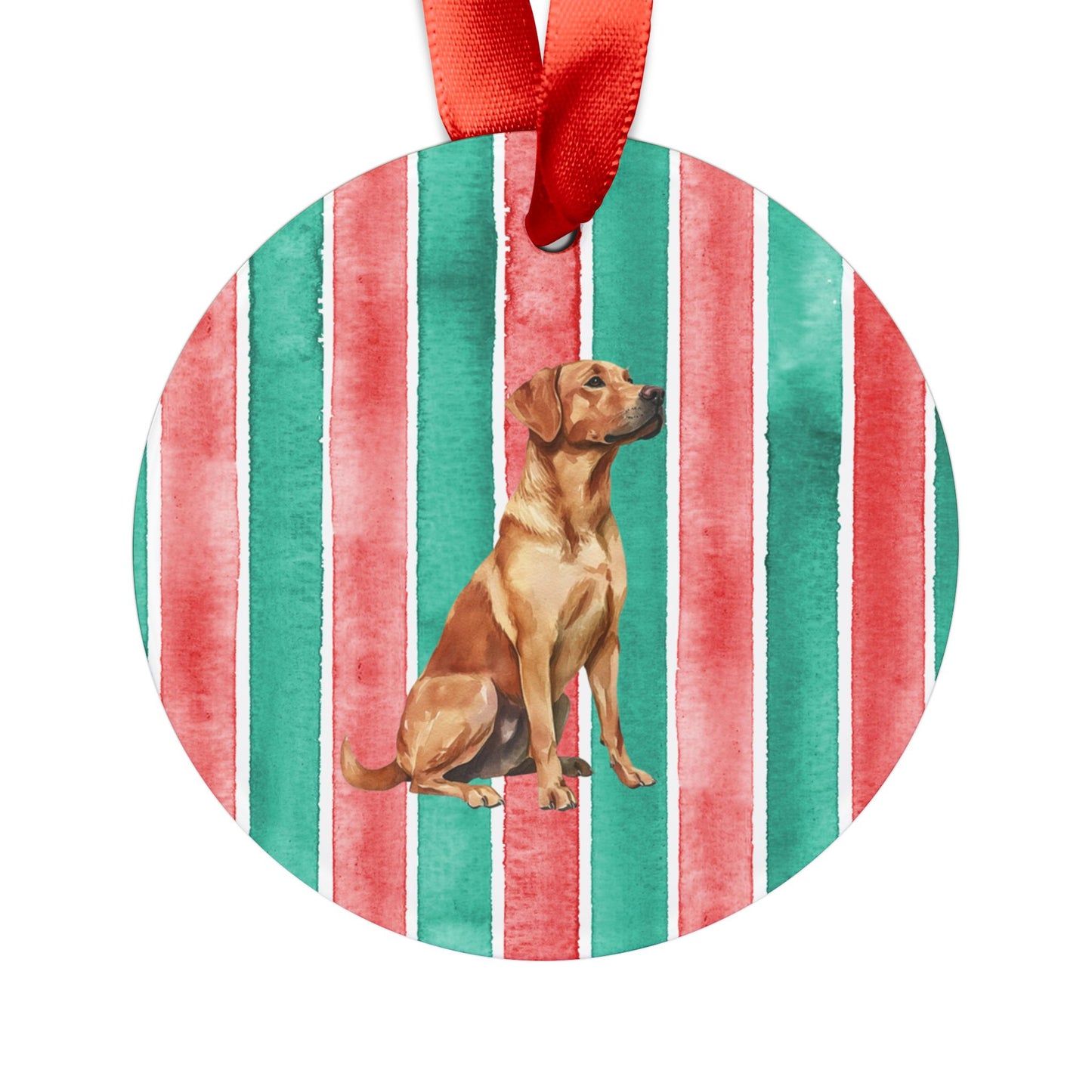 Red Lab Acrylic Christmas Ornament with Ribbon