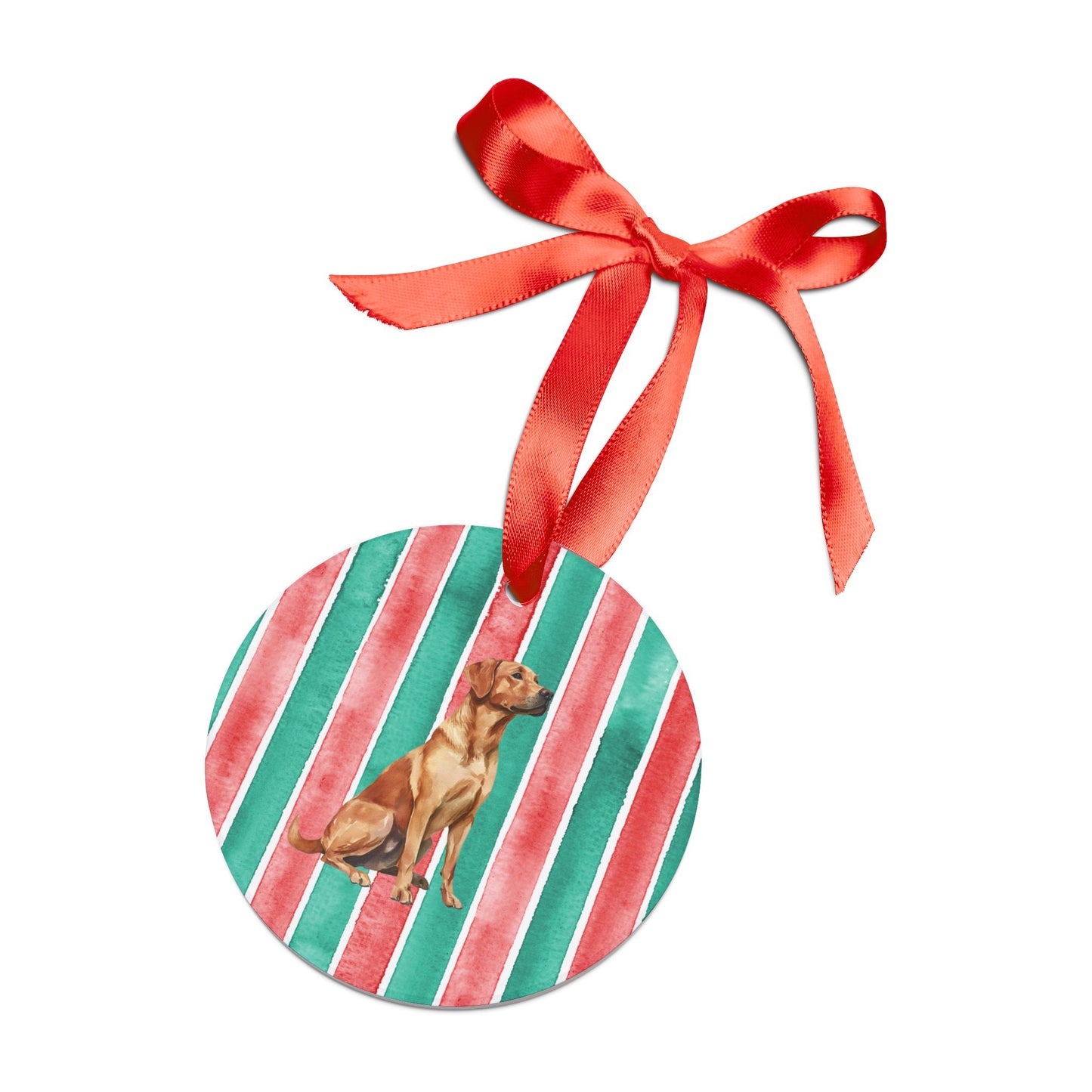 Red Lab Acrylic Christmas Ornament with Ribbon