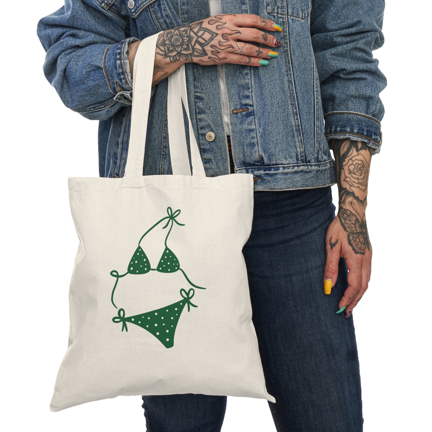 Camp Bach Itsy Bitsy Green Bikini Canvas Cotton Tote