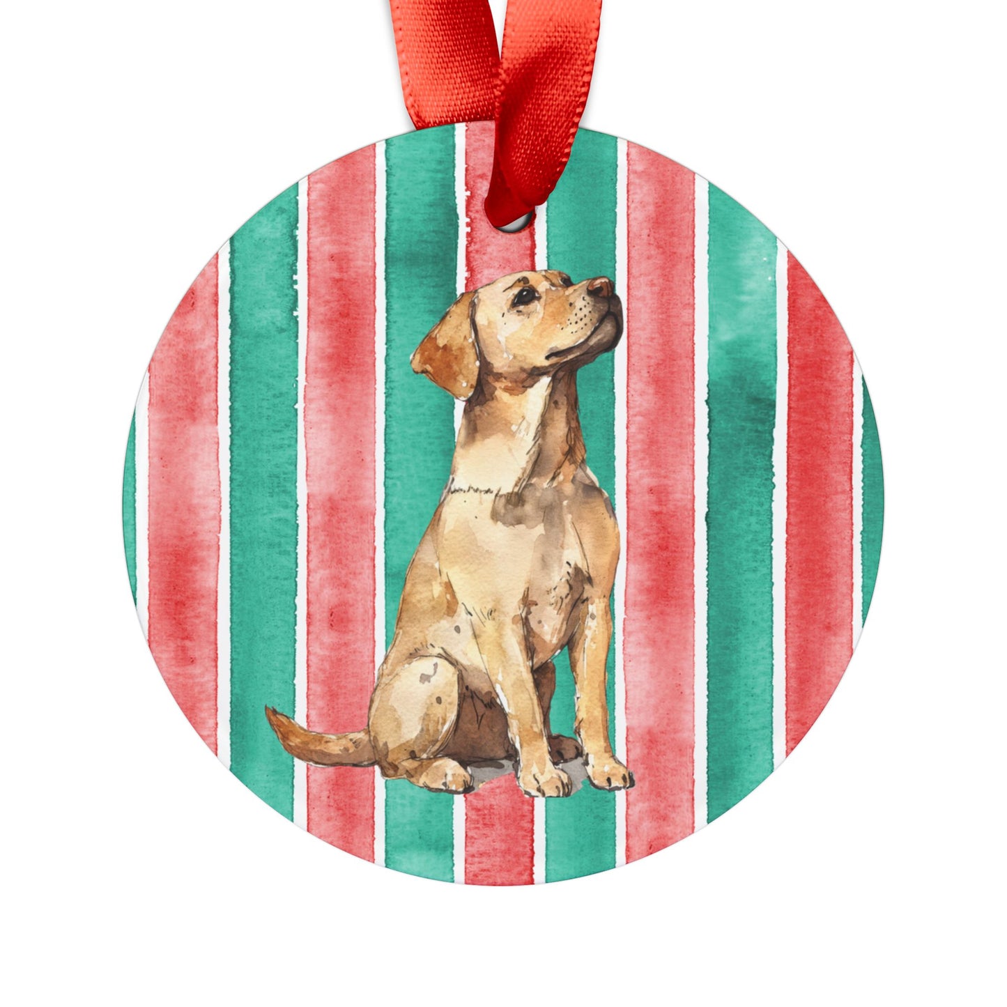 Young Yellow Lab Acrylic Christmas Ornament with Ribbon