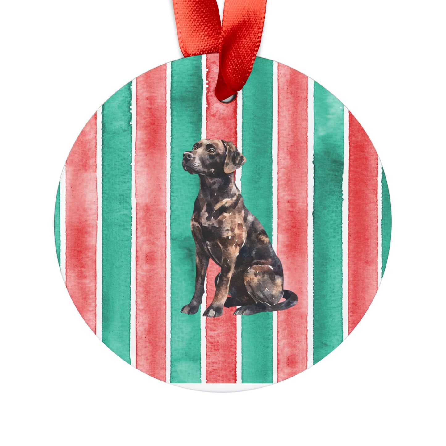 Chocolate Lab #3 Acrylic Christmas Ornament with Ribbon