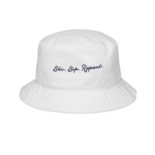 SKI SIP REPEAT WHITE BUCKET HAT