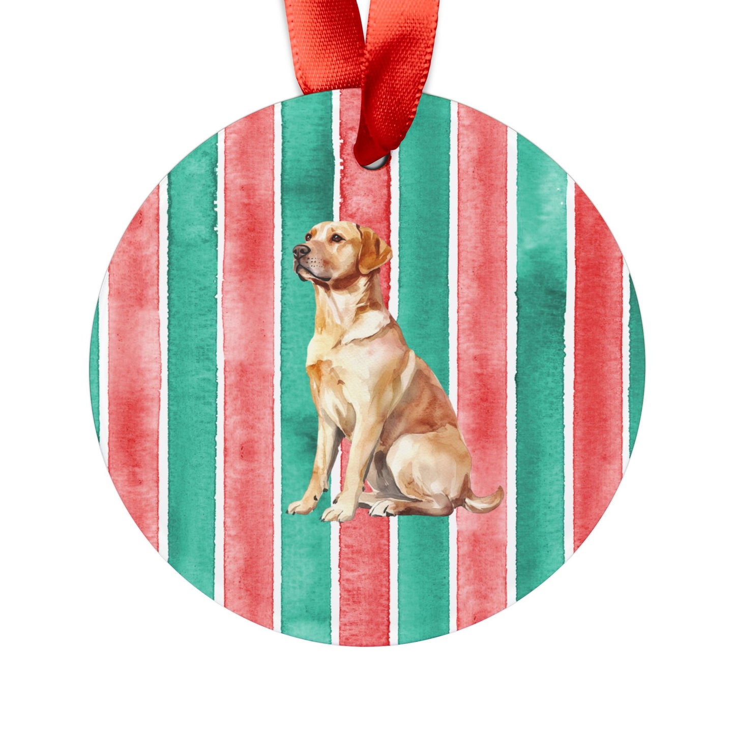 Yellow Lab #2 Acrylic Christmas Ornament with Ribbon
