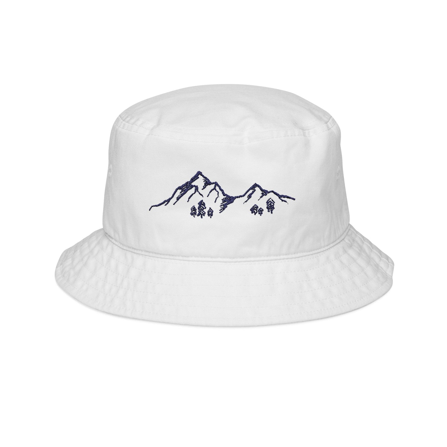 MOUNTAIN BRIDE EMBROIDERED WHITE BUCKET HAT