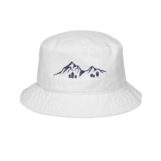 MOUNTAIN BRIDE EMBROIDERED WHITE BUCKET HAT