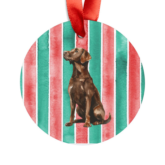 Chocolate Lab Acrylic Christmas Ornament with Ribbon