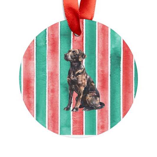 Chocolate Lab #3 Acrylic Christmas Ornament with Ribbon