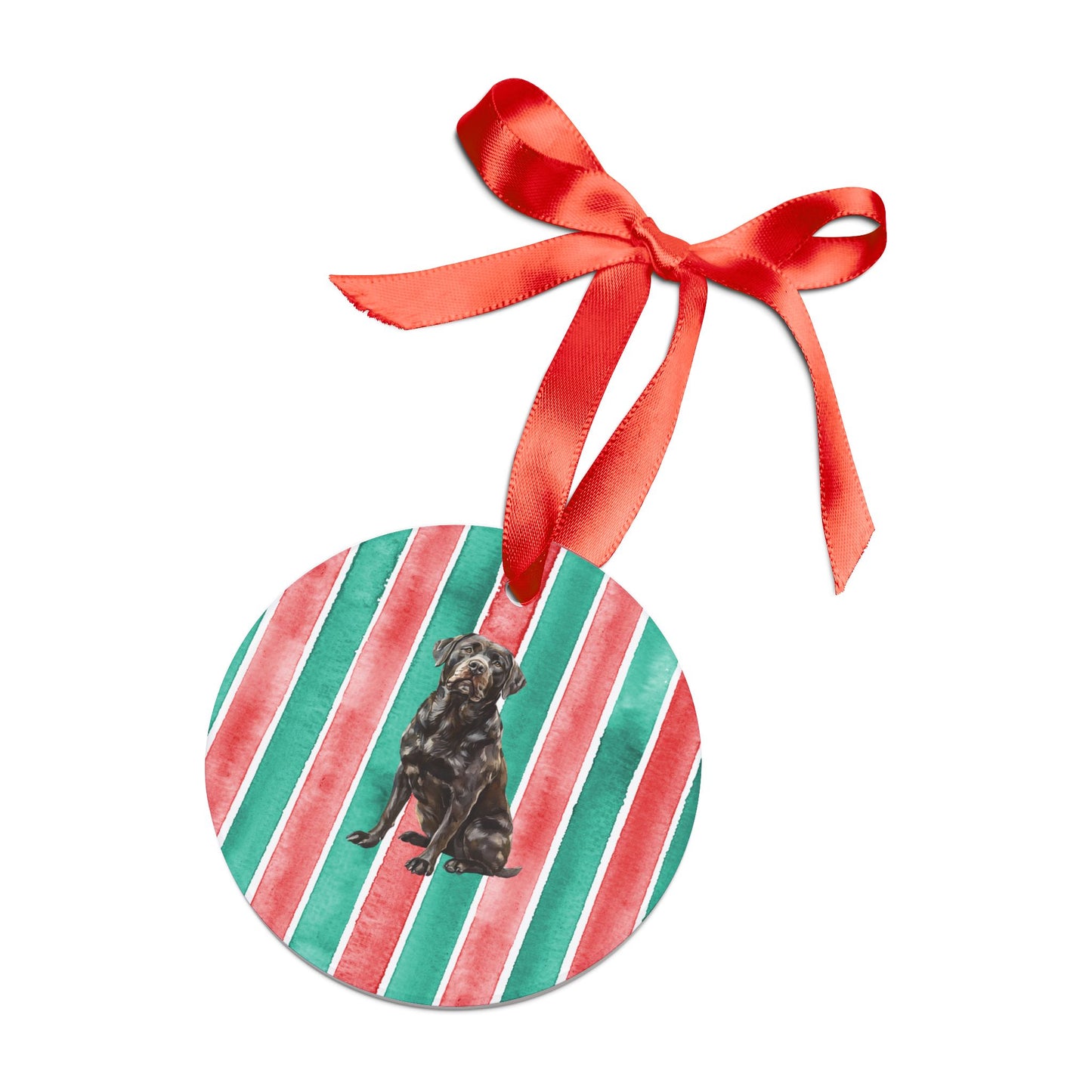 Chocolate Lab #2 Acrylic Christmas Ornament with Ribbon