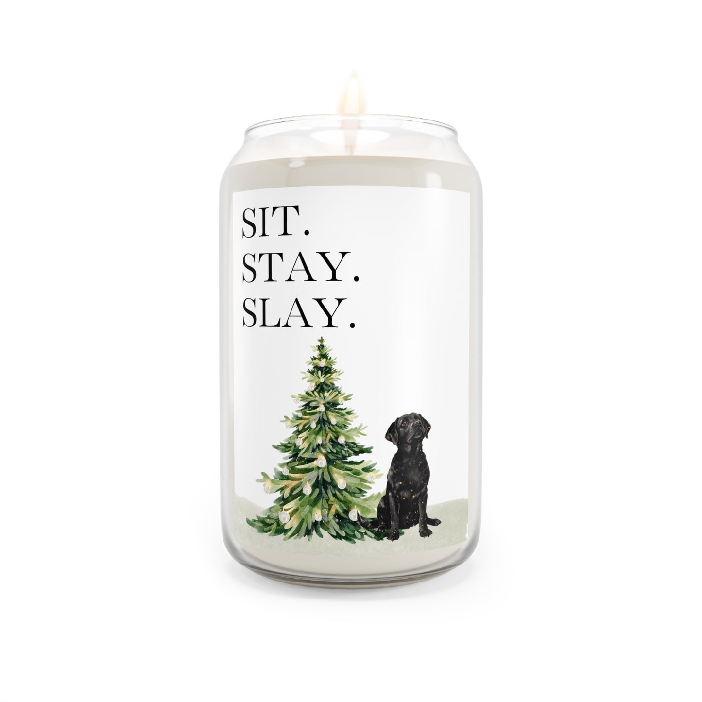 Sit Stay Slay Black Lab Christmas Candle