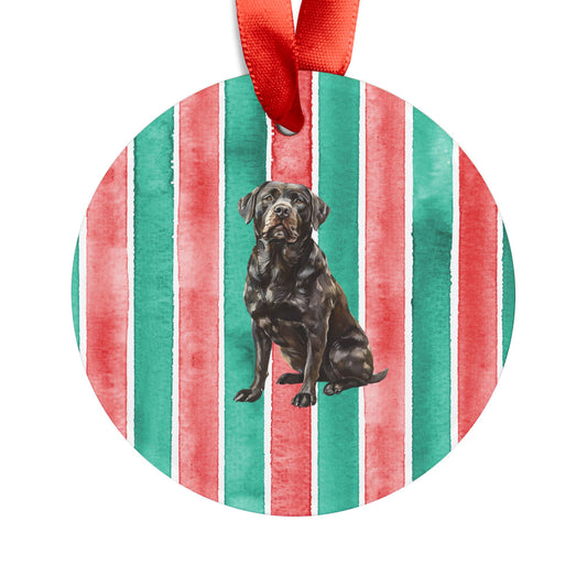 Chocolate Lab #2 Acrylic Christmas Ornament with Ribbon