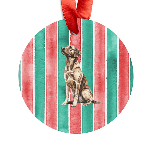 Silver Lab Acrylic Christmas Ornament with Ribbon