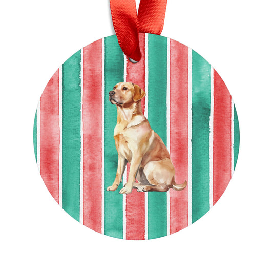 Yellow Lab #2 Acrylic Christmas Ornament with Ribbon